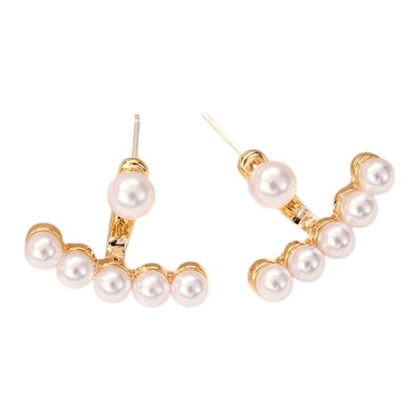 Faux Pearl Earring Jackets - Gold