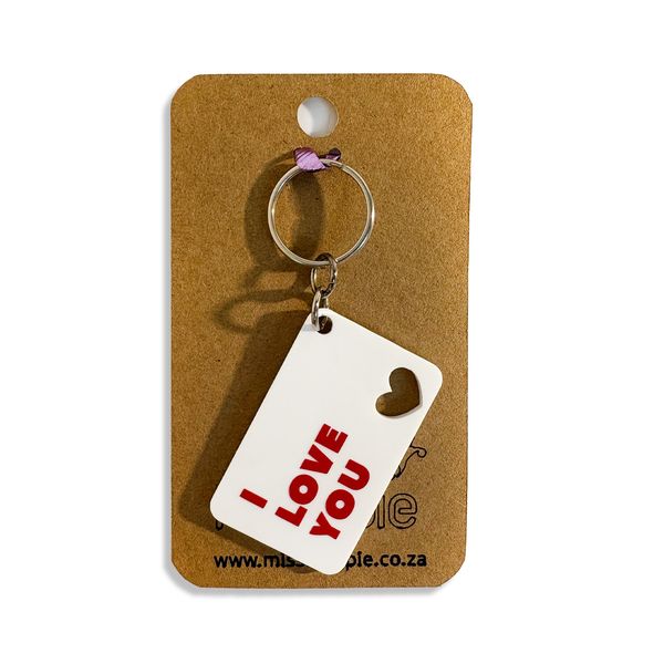 I Love You Keyring - White Acrylic