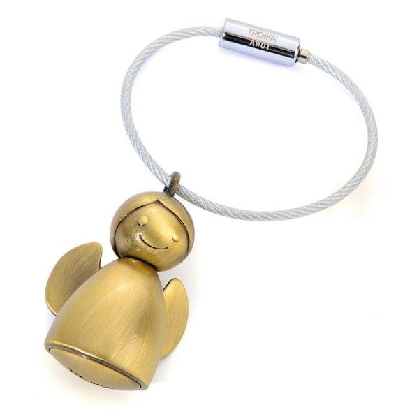 TROIKA Keyring: Angelina Angel in Matt Antique Gold Colour
