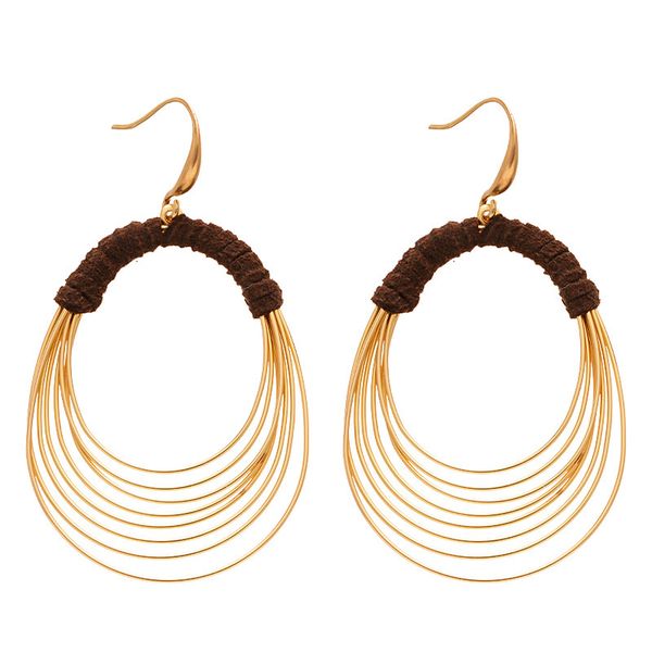 Jolita Multi-Layer Circle Hook Earrings - Unique Fabric Geometric Earrings