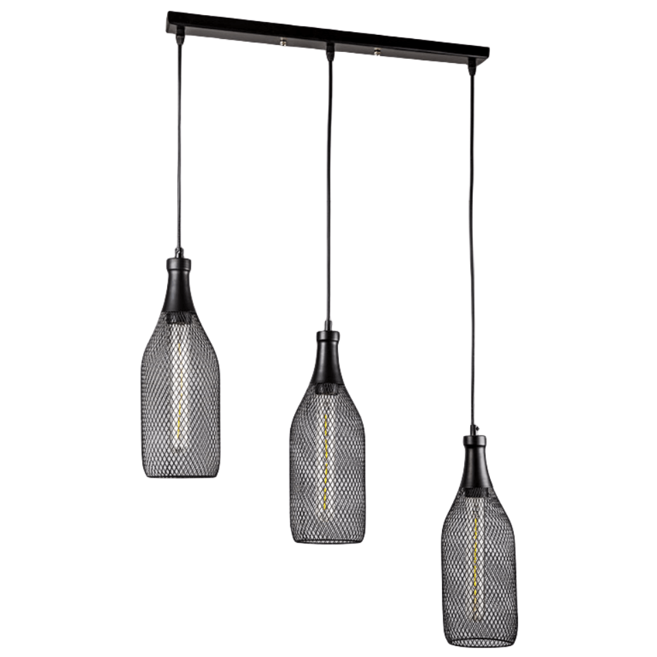 Mrsmart-Metal Mesh Bottle Style Chandelier Light - Black