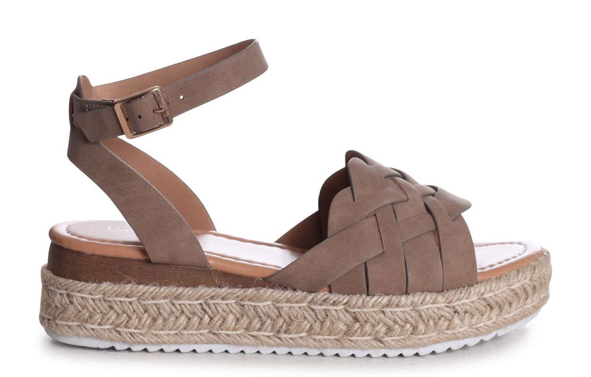 Linzi Ladies MATILDA Two Part Espadrille Inspired Sandals - Taupe ...