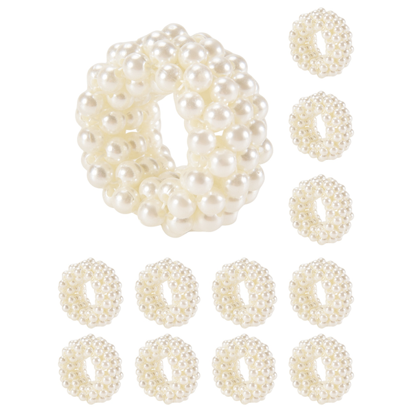 Napkin Ring 12-Piece Set White Pearl Wedding Napkin Buckle Table Decoration