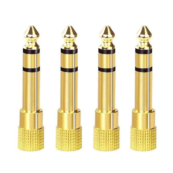 Gold-Plated 6.35mm Male to 3.5mm Female Audio Adapter - 4-Pack