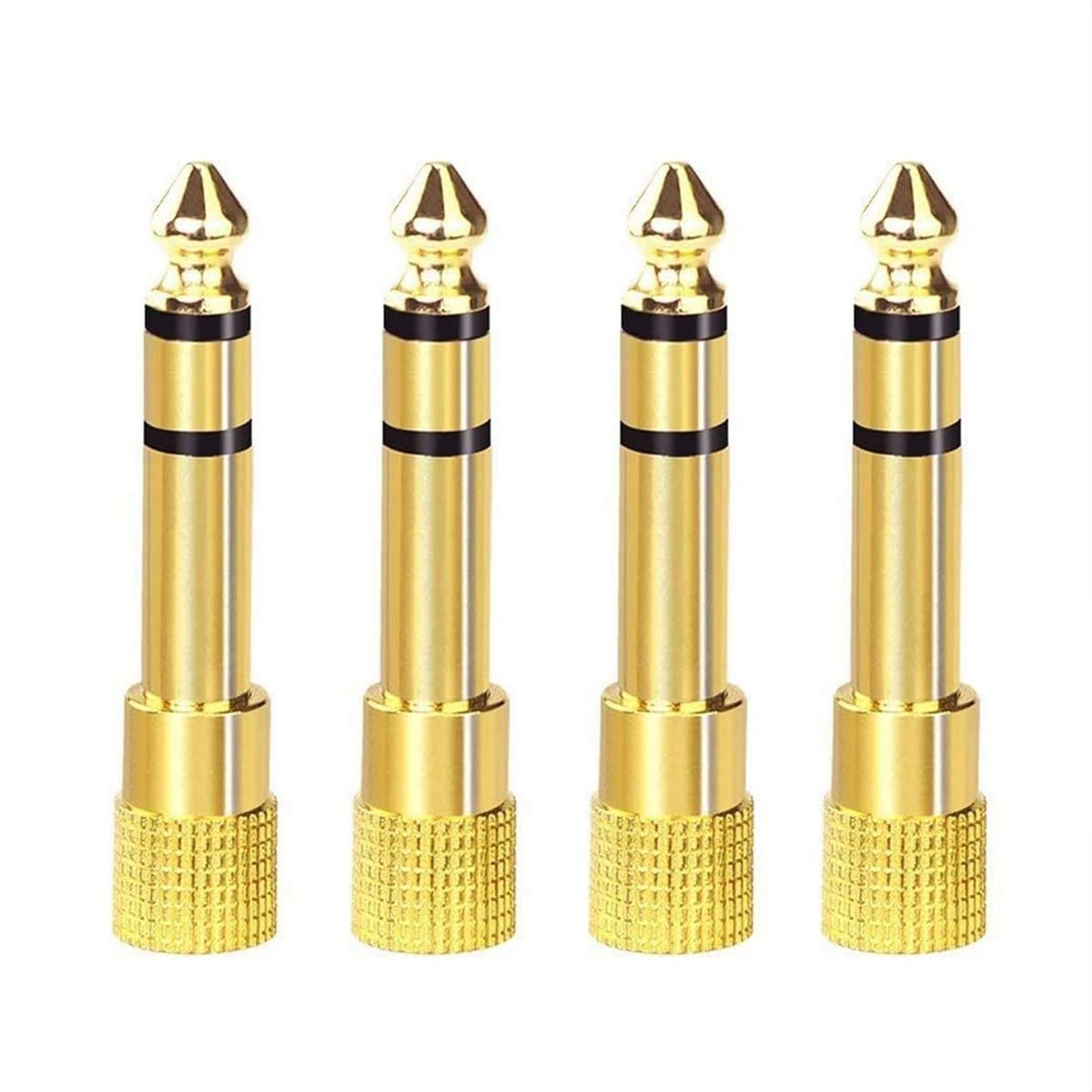Gold-Plated 6.35mm Male to 3.5mm Female Audio Adapter - 4-Pack