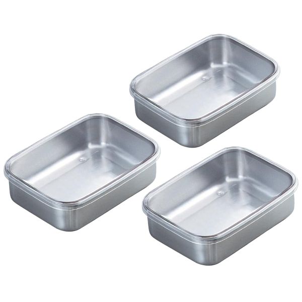 MIkaco - Stainless Steel Rectangular Baking Pan with Lid Storage Container - 3 Piece Set