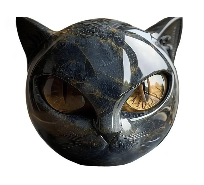 Decor Resin Luxurious Black Cat Stone-Like Sculpture - 8cm