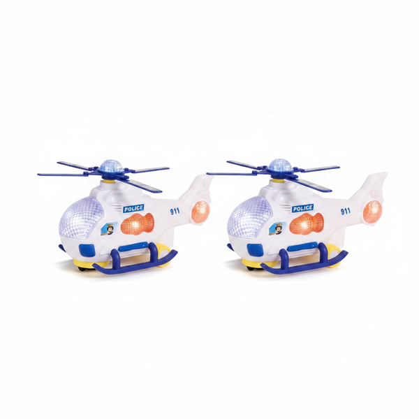 Police Helicopter Toy - Battery Operated 20 cm for Kids - 2 Pack