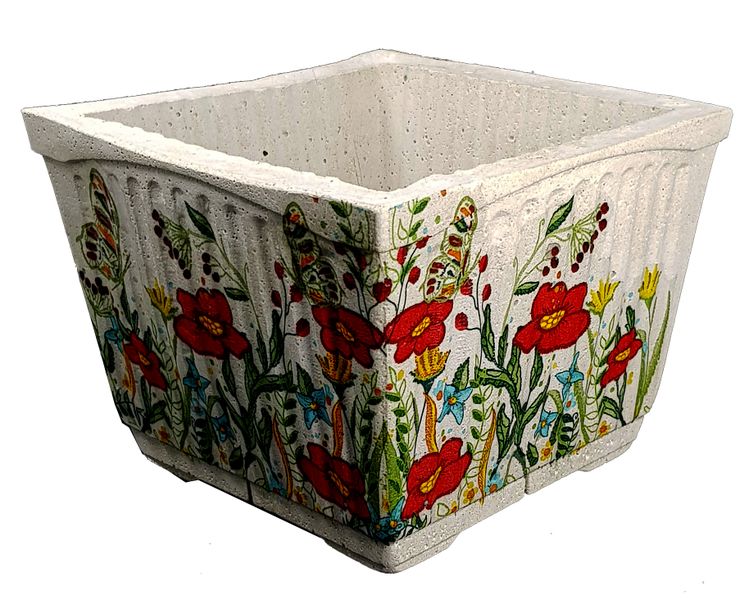 Perfectly Potty - Artisan Cement Pot - Flowers - M002
