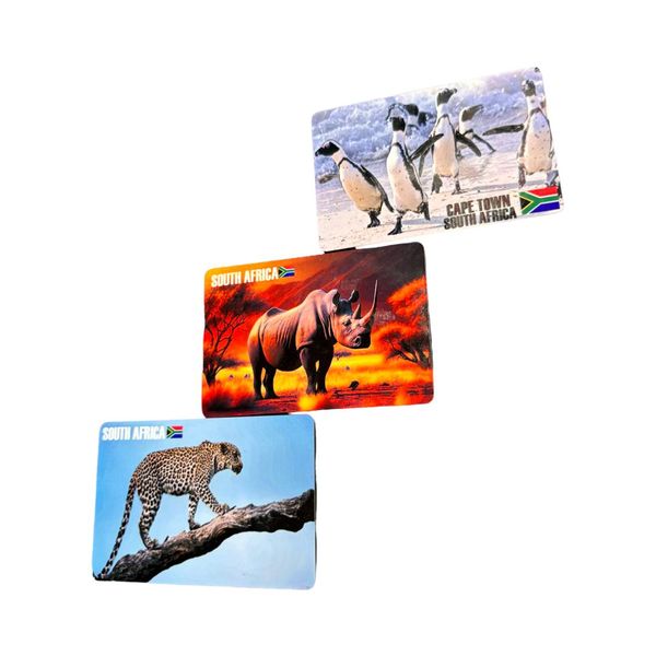 Set of 3 South Africa-Themed Wooden Magnets - 5x7.5 cm