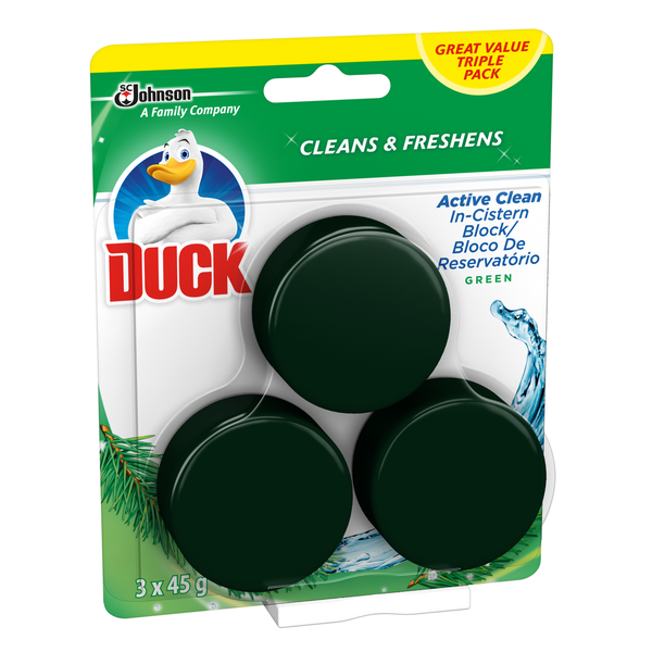 Duck Cleans &amp; Freshens Green Toilet Block 3 x 45g