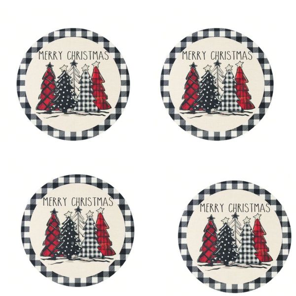 4 Christmas Placemats With Christmas Trees