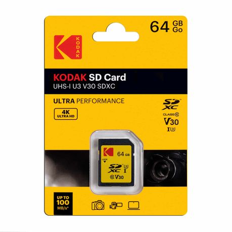 Kodak 64GB SD Card Ultra Performance with UHS-I U3 V30 for 4k Capture Image