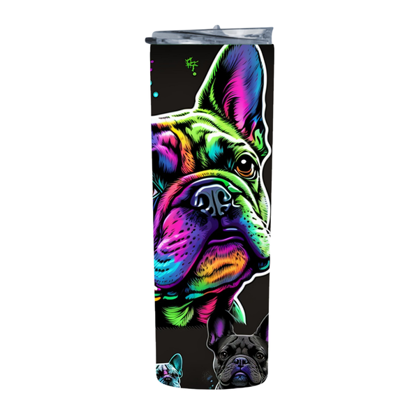 French Bulldog Neon Rainbow 20 Oz Straight Skinny Tumbler 210