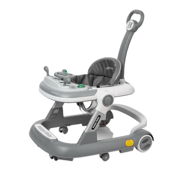 2 in 1 Baby Multifunctional Walking Ring and Baby Walker with Push Bar