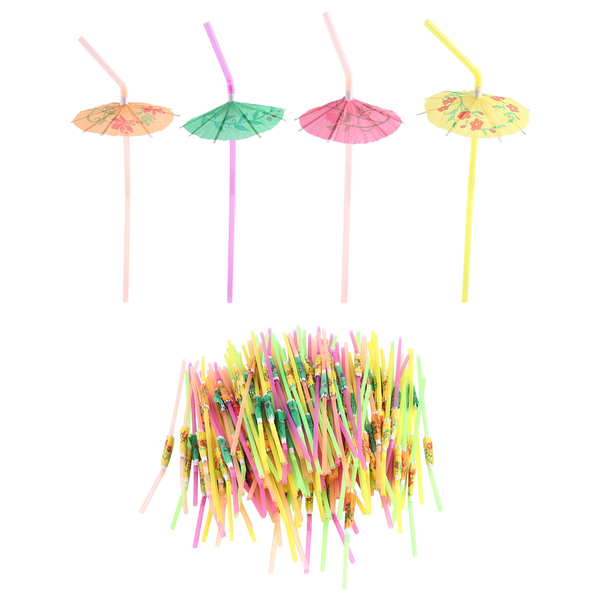 150 Pcs Umbrella Colourful Drinking Straws For Cocktail Decoration
