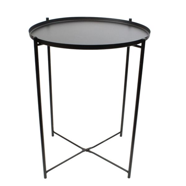 Black Round Table with Tube Leg - 35 x 47cm