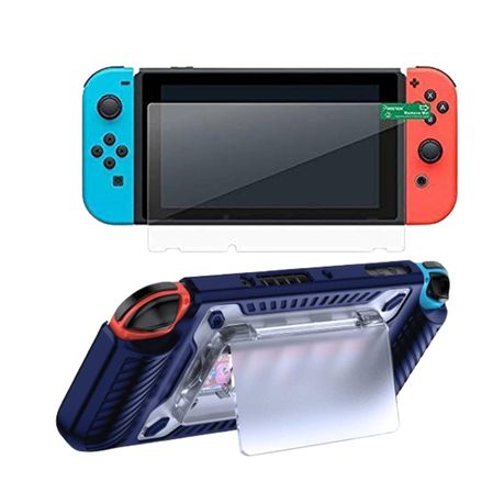 Anti-Drop Protective Case & Screen Protector for Nintendo Switch OLED-Blue Image