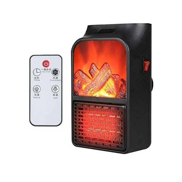 DH - Portable Electric Flame Heater Fan Wall-Outlet With Remote