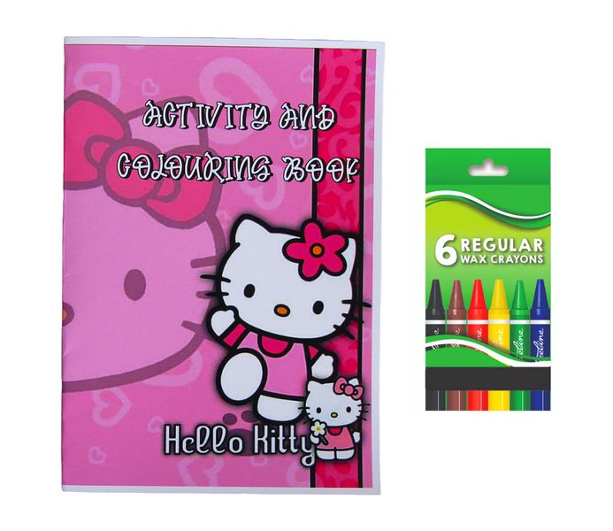 Hello Kitty Activity and Colouring Book A5 plus 6 Wax Crayons - Set of 5