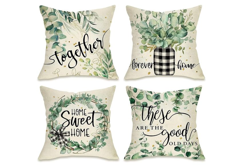 Green Leaves Throw Pillow Cover,18X18 Inch Sofa Green Leaf Plant Pattern