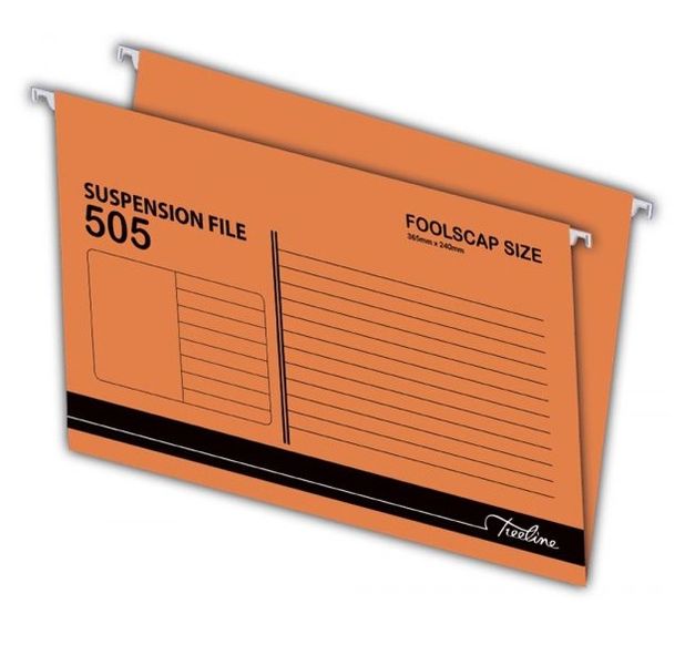 Treeline Foolscap Suspension Files - Orange - Box of 25