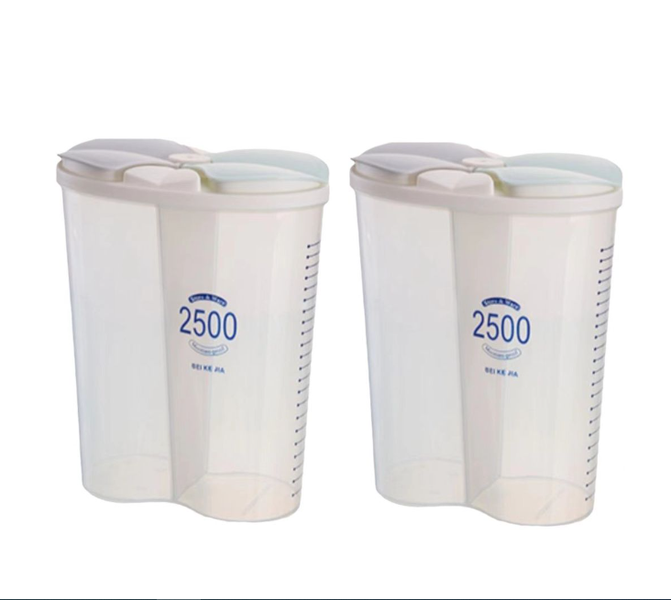 Food Storage Container with Dividers BPA Free 2.5l - 2 Pack