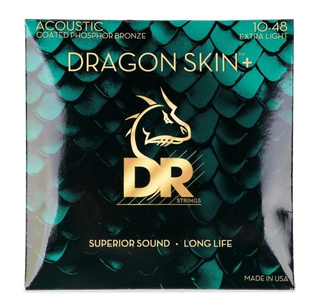DR Strings Dragon Skin+ Phosphor Acoustic Guitar Strings - .010-.048