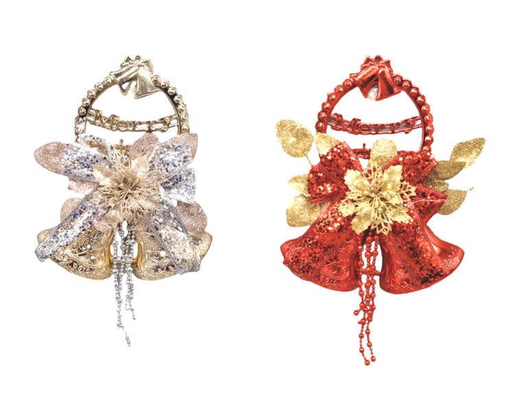 Christmas Glitter Decoration - Silver + Red