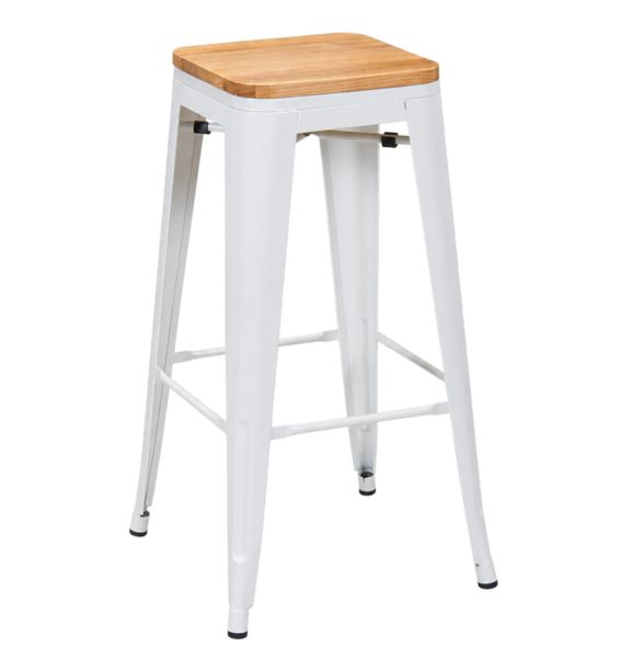 Wooden Seat Metal Kitchen Counter Stool
