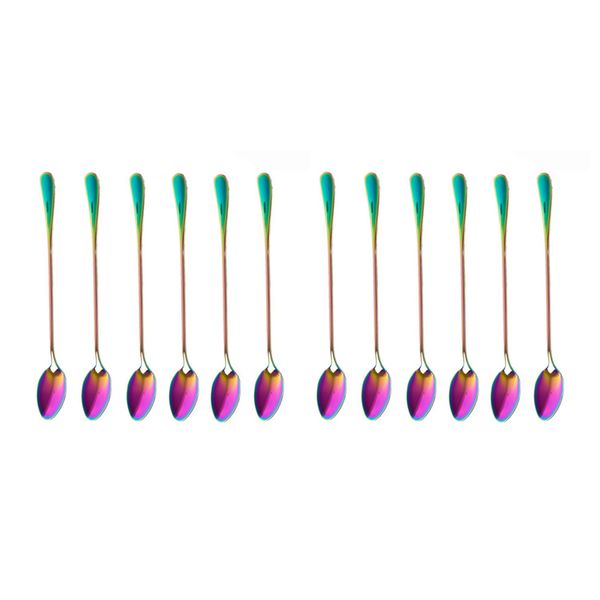 Coffee Teaspoons Set Of 6 Rainbow Color Coffee Spoon Pointed Head