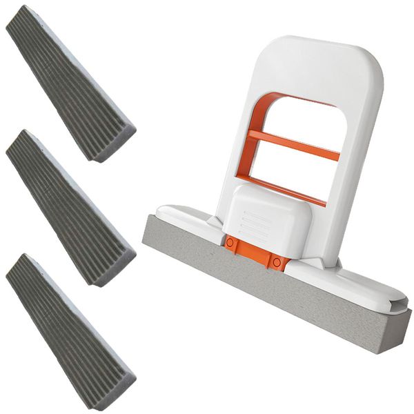 Mini Handheld Sponge Mop with 3 Pads for Dry and Wet Cleaning
