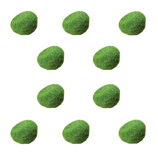 Garden Home Decorative Green Faux Moss Covered Stones Set of 10