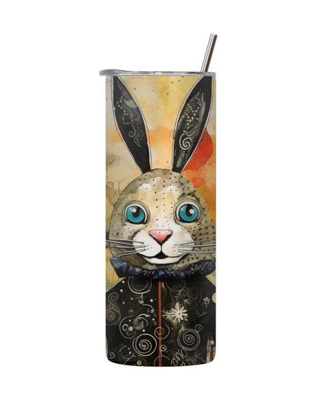 Black 20 Oz Tumbler with Lid and Straw Easter Graphic Design Present 083