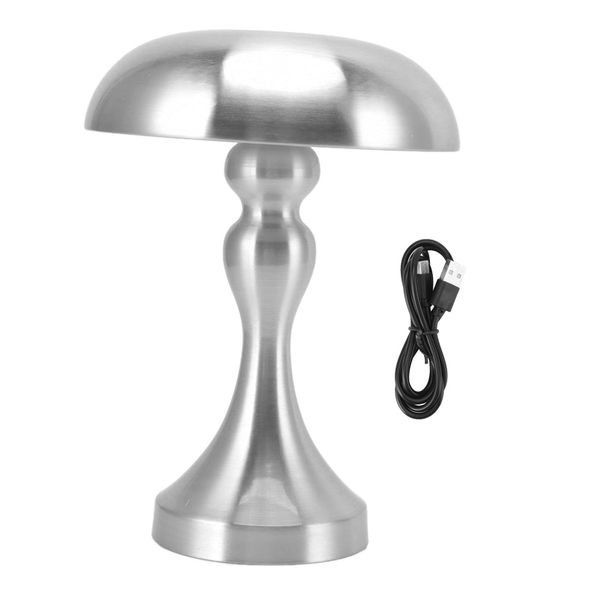 Rechargeable Mushroom - Shape Table Lamp (Silver, 3 - Speed)