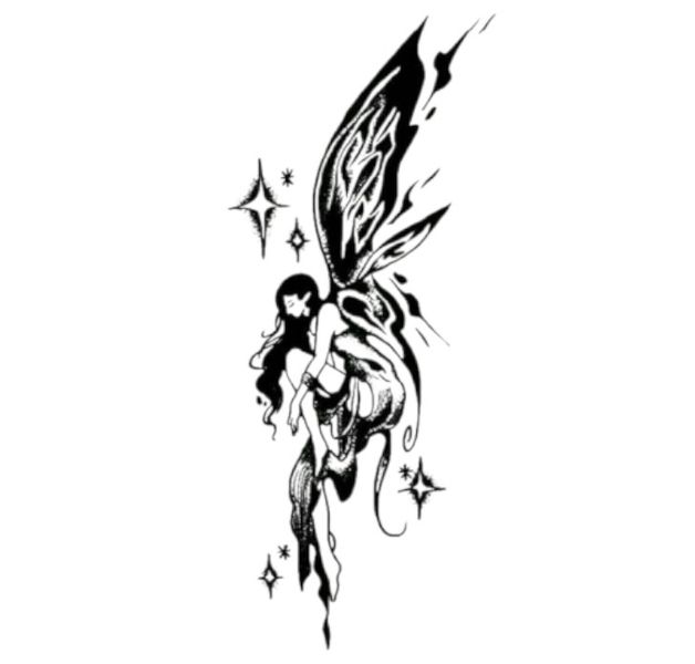 1 Piece - Mystical Gothic Fairy Temporary Tattoo - Black