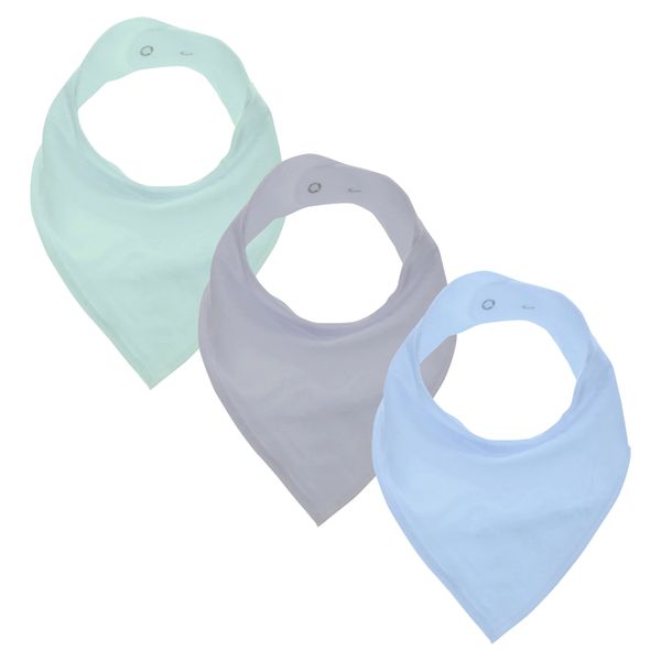 GingerBaby - Luxury Bandana Dribble Bib - Green, Grey &amp; Light Blue