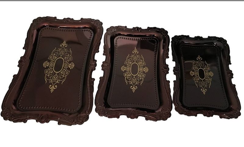 Set Of 3 Bronze Serving Trays