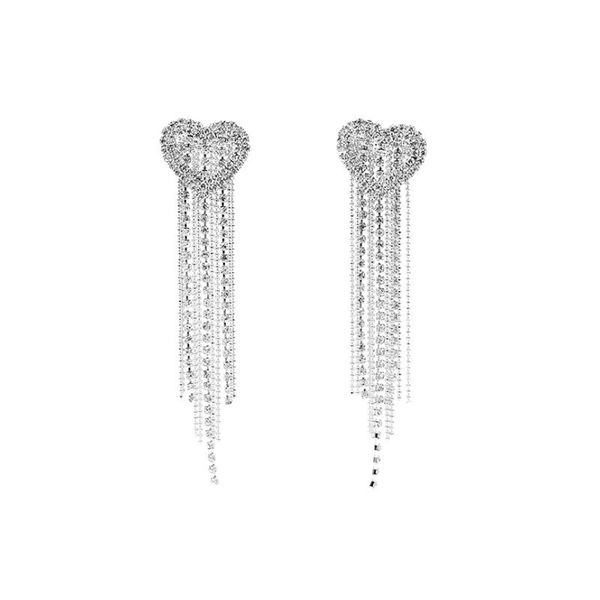 Elegant Rhinestone Heart-Shaped Earrings