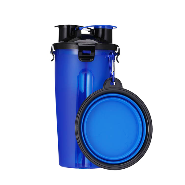 Pet Food Container 2-in-1 with Collapsible Dog Bowls