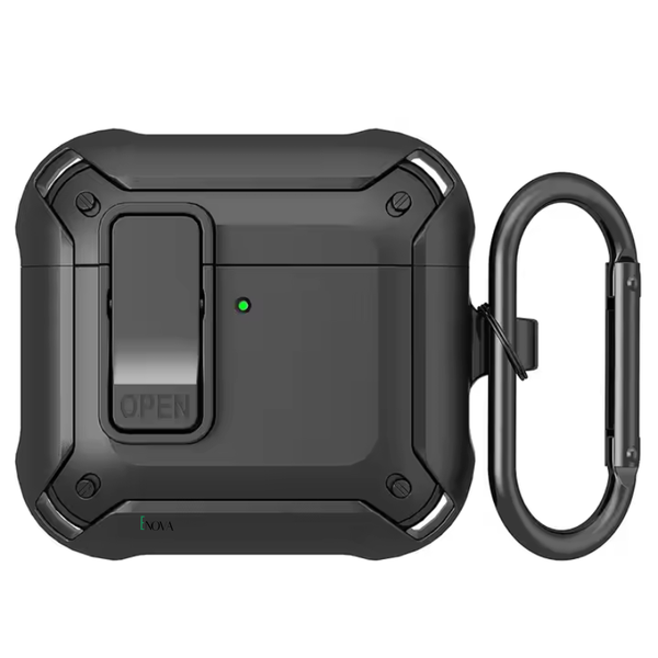 Enova Case Compatible with AirPods 4 Hard Shell Clip &amp; Keychain - Black