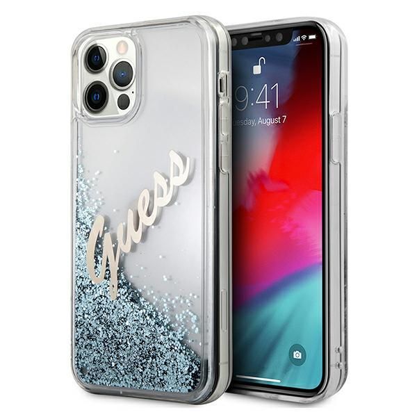 Guess hard case Glitter Vintage Script For IPhone 12 / 12 Pro - Blue