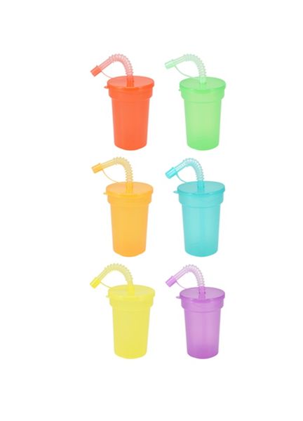 Excellent Houseware 6 Piece Drinking Mug with Straw Set 380 ML