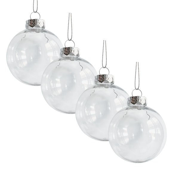 Transparent Baubles (8cm) - Christmas Pack of 4