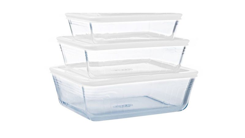 Pyrex – Set of 3 – Glass Casserole Dish with Lid