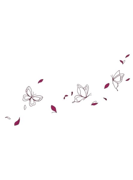 1 Piece - Falling Petals Bloom Butterfly Temporary Tattoo - Multicolor
