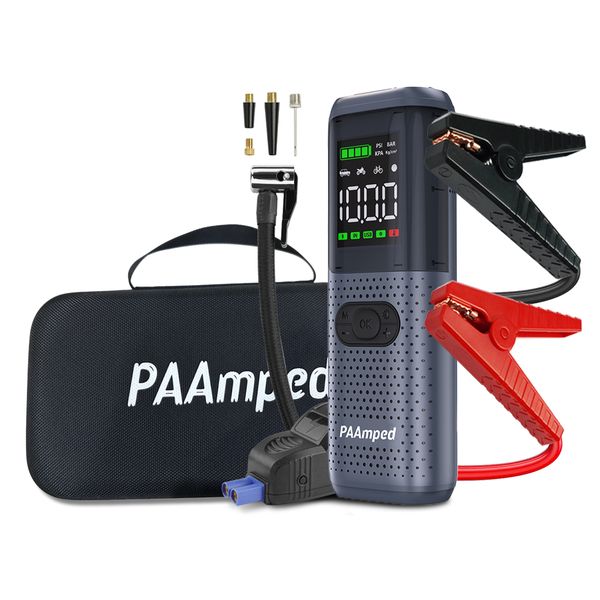 4 In 1 Smart Jump Starter with Air Compressor Powerbank Flashlight For Car