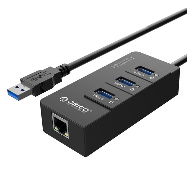Orico 3 Port USB3.0 Hub With Gigabit Ethernet Adapter – Black