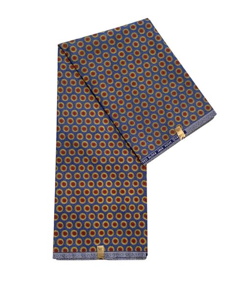 African Print Fabric - Block Wax - 3 Cat Print - Royal/Yellow