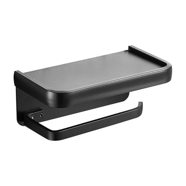 304 Stainless Steel Matt Wall Mount Toilet Paper Roll Phone Holder - Black